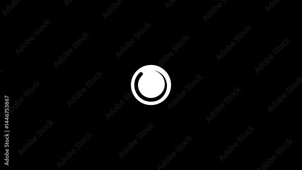 Poster minimalist loading animation on black background. circle loading or retry icon.