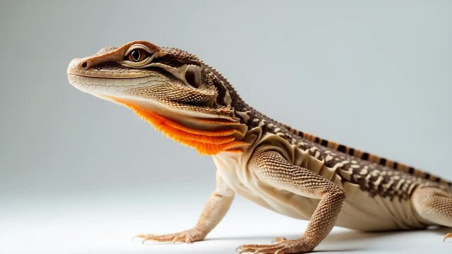 The oriental garden lizard positioned on a white backdrop.
