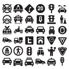 Obraz premium vector traffic icon set in white background.
