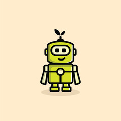 green robot character with leaf