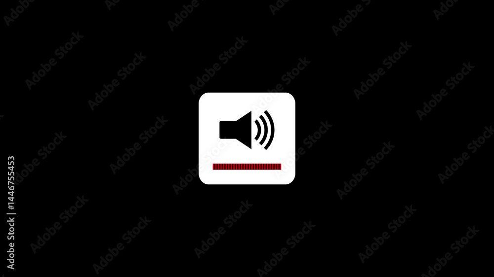 Aufkleber audio volume level animation on black background. speaker or sound volume button.
