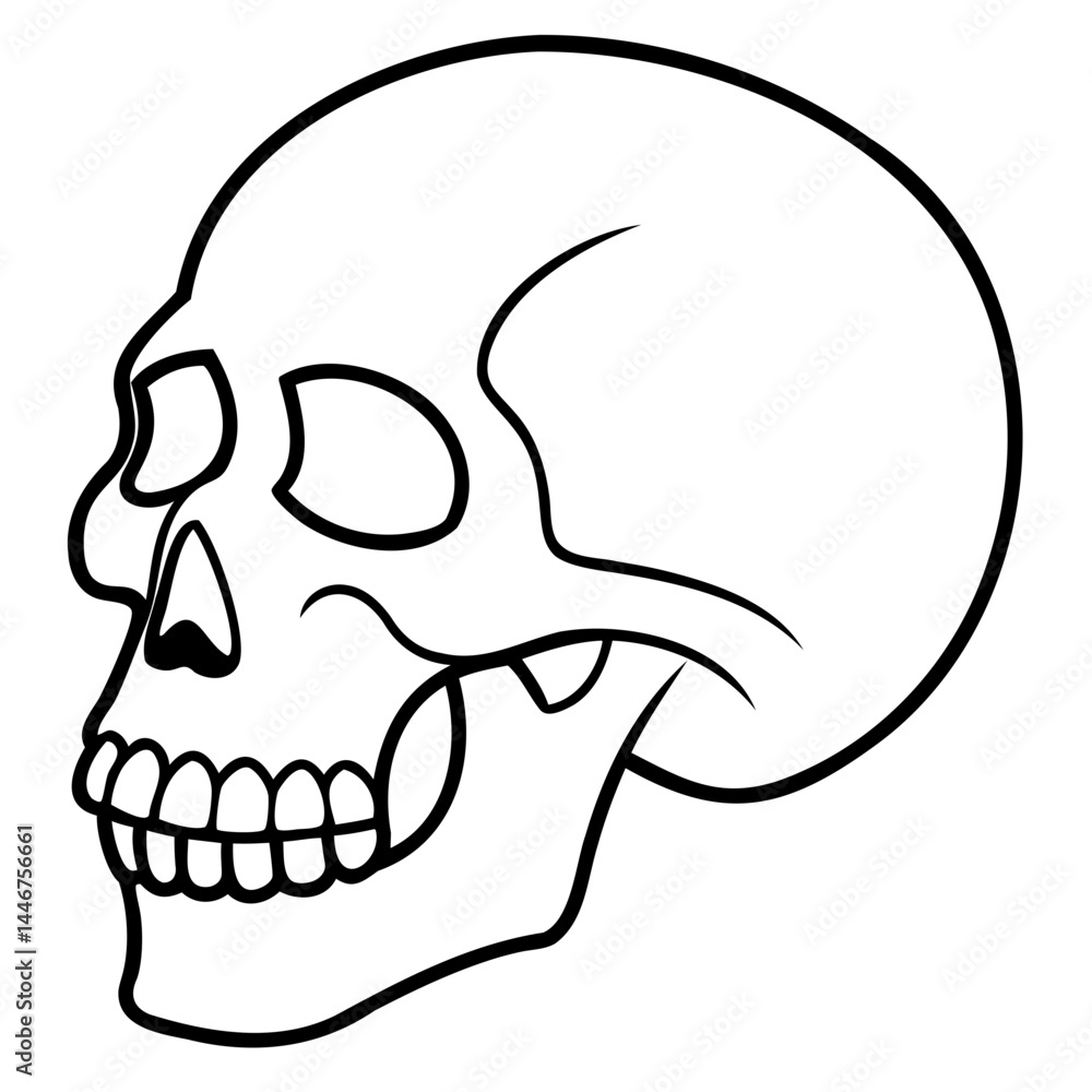 Aufkleber crisp skull icon in vector line art style on a transparent background for modern minimalist graphic 