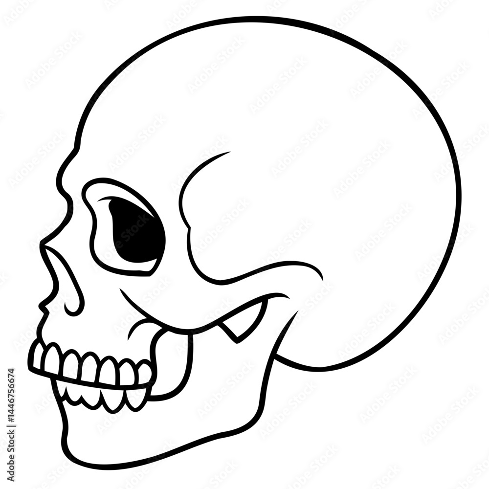Aufkleber crisp skull icon in vector line art style on a transparent background for modern minimalist graphic 