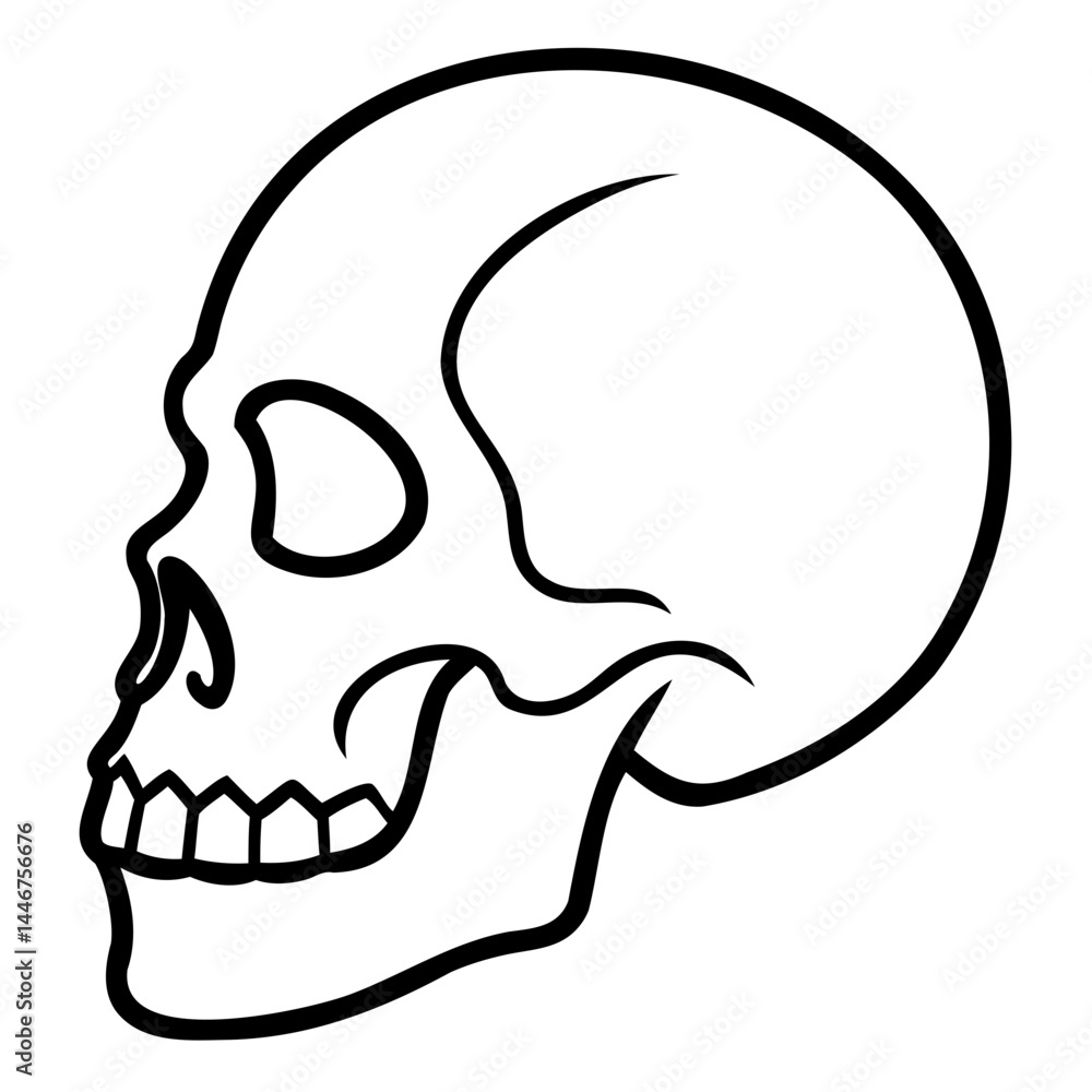 Aufkleber crisp skull icon in vector line art style on a transparent background for modern minimalist graphic 