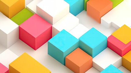 Obraz premium Colorful Cubes Abstract Geometric Background 3D Rendering
