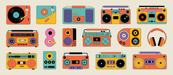 Collection of Retro Audio Equipment and Music Devices