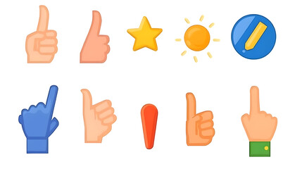 Fototapeta premium Set of Hand and Gesture Icons Illustration with Transparent Background