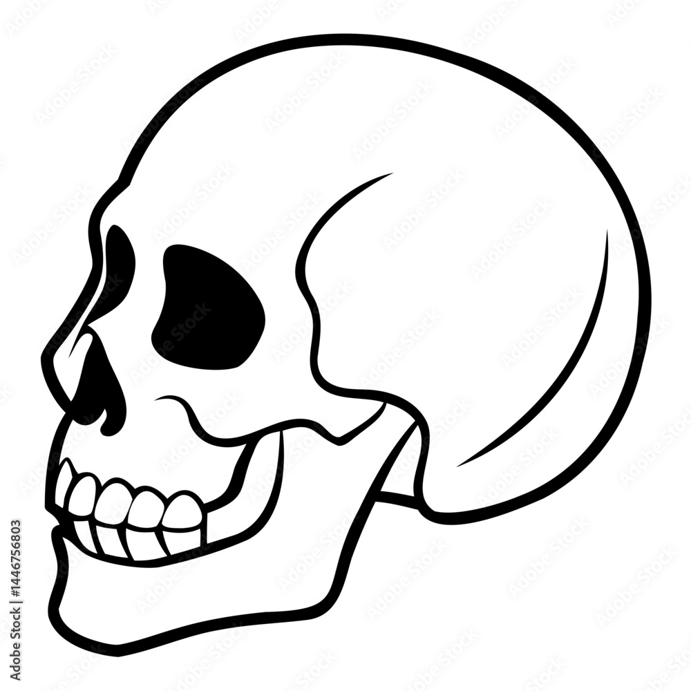 Poster black line art skull vector illustration isolated on a transparent background ideal for print and we