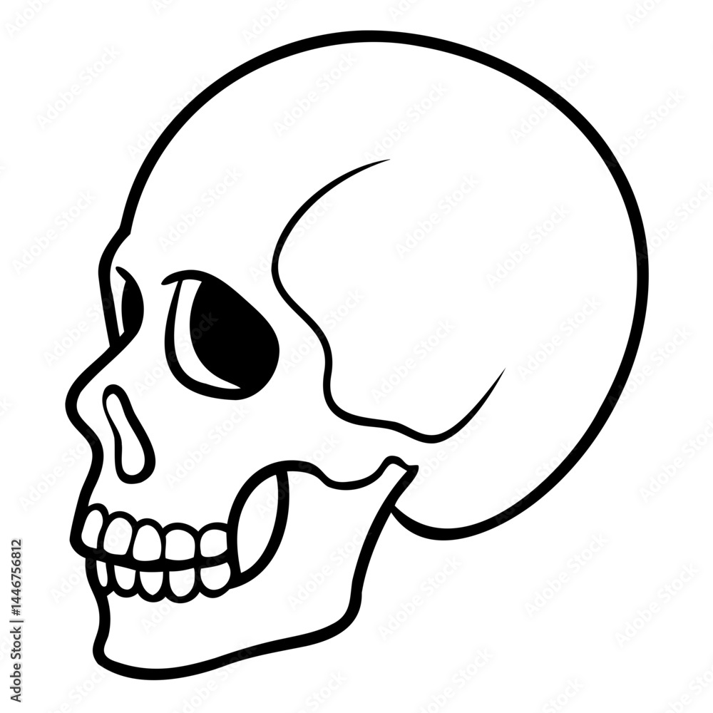 Poster black line art skull vector illustration isolated on a transparent background ideal for print and we