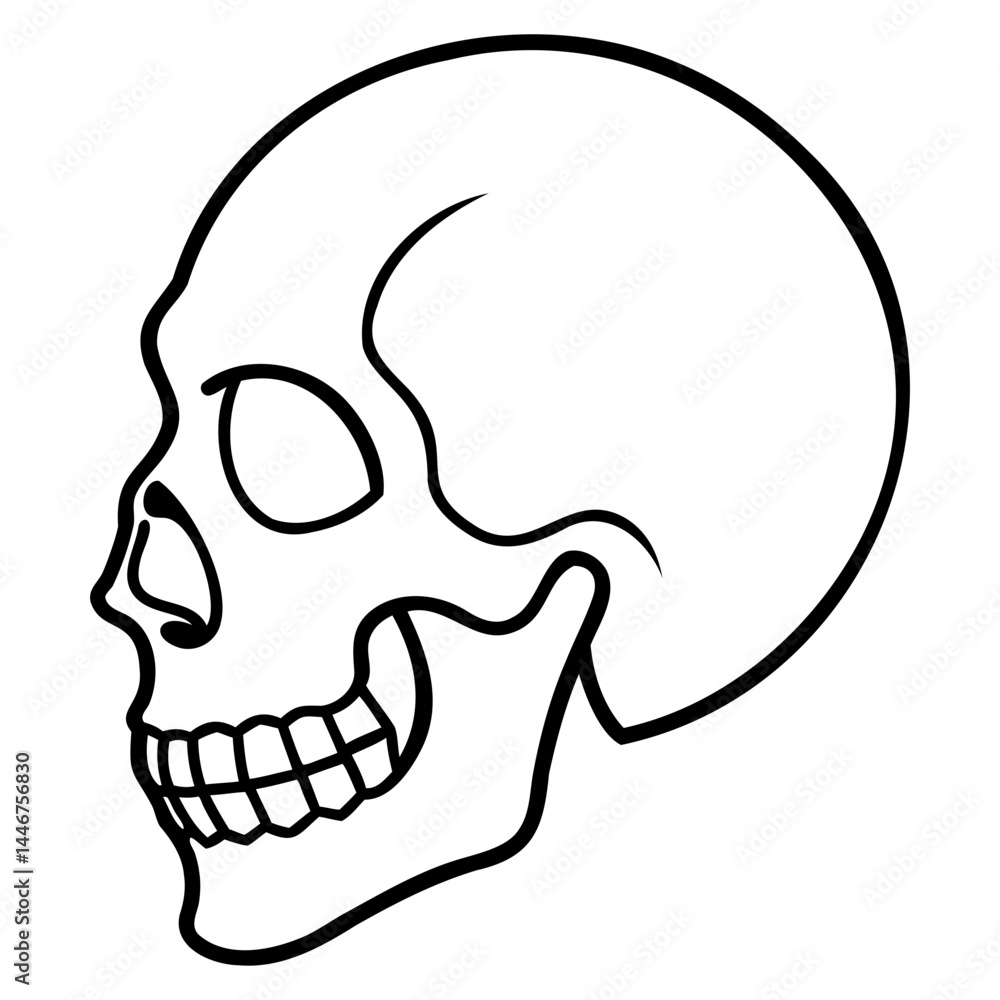 Poster black line art skull vector illustration isolated on a transparent background ideal for print and we