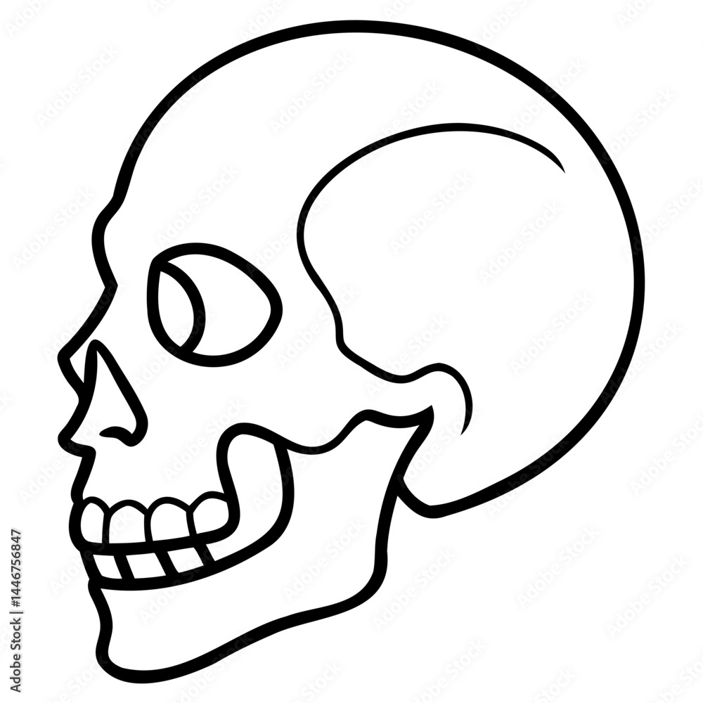 Poster black line art skull vector illustration isolated on a transparent background ideal for print and we