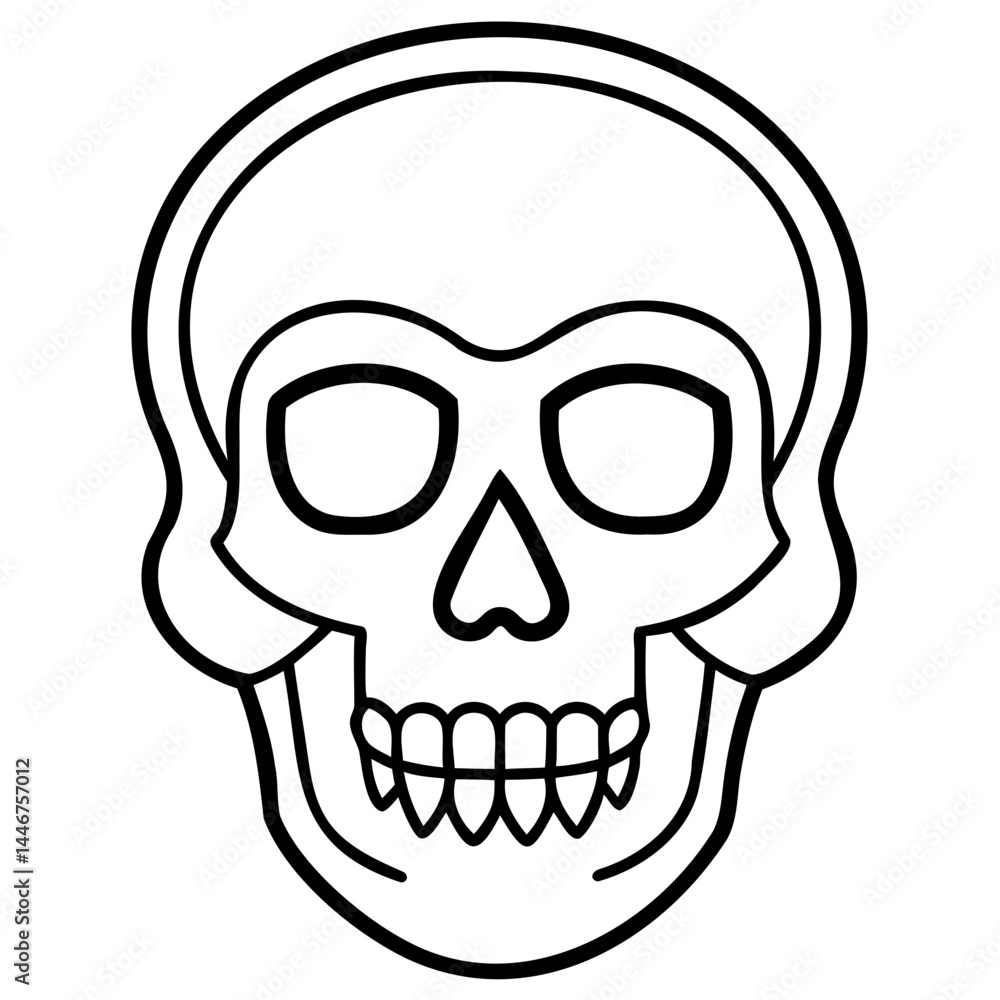 Poster skull vector line art or vector outline isolated on a transparent background
