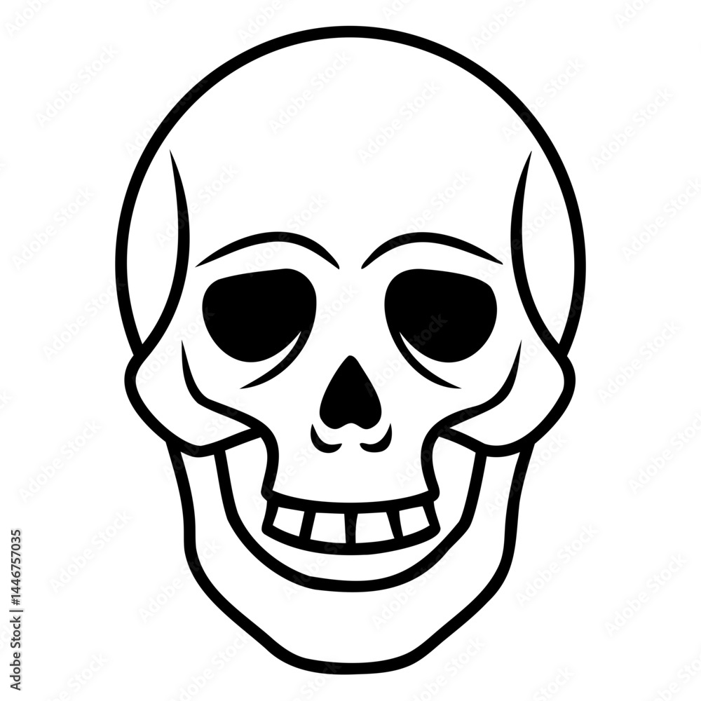 Poster skull vector line art or vector outline isolated on a transparent background