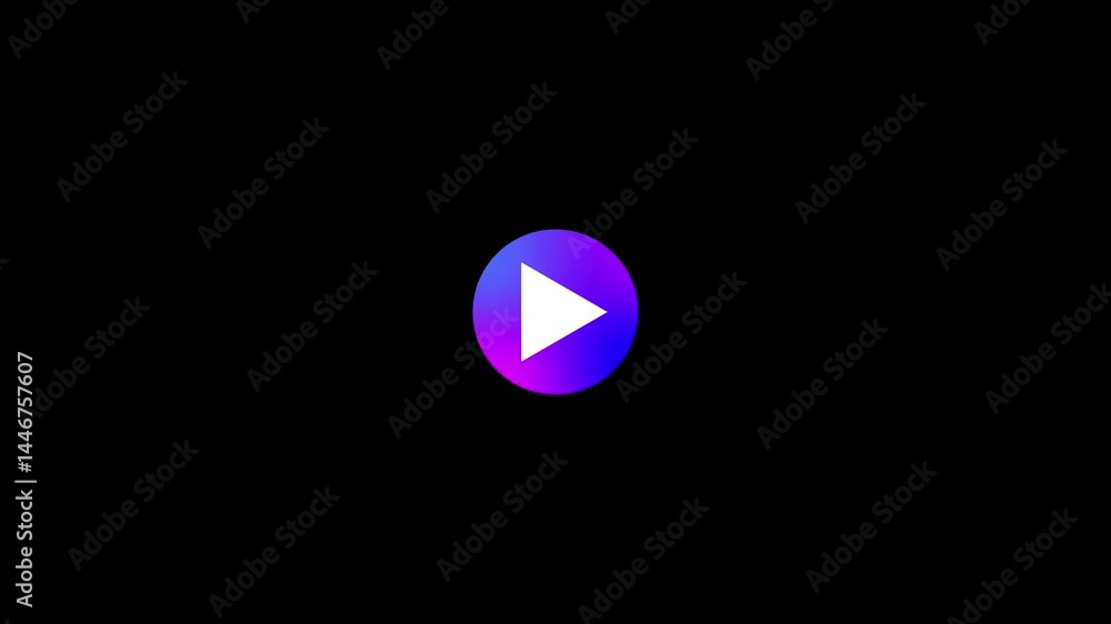 Poster animated play button with gradient on black background