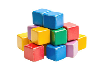 Obraz premium Vibrant pile of colorful wooden blocks, arranged in a casual stack, forming a playful three-dimensional structure.