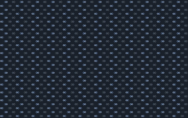 Seamless abstract geometric pattern with 3D infinity like and outline in blue and light on dark blue background. Vector illustration, for masculine shirt lady dress cloth textile cover wallpaper decor