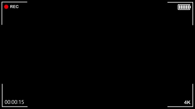 3 minutes in 1 minute video camera screen template. Full battery. Playback time. You can slow down to record for 3 minutes. Black background.