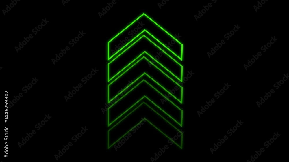 Poster green neon arrows ascending abstract futuristic background animation loop video