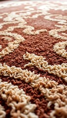 close up of a brown and white rug