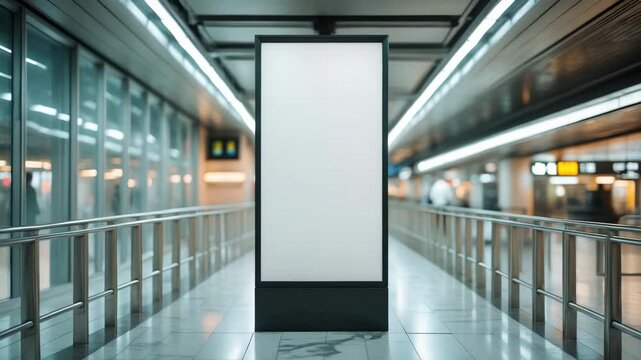 Two retail store templates for illumination. Empty billboard mockup in a station featuring an underground design. Urban vertical ad light box indoors.