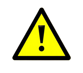 Yellow Exclamation Point Warning Sign, Hazard, Transparent Background