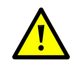 Yellow Exclamation Point Warning Sign, Hazard, Transparent Background