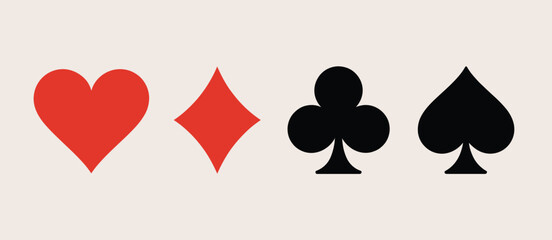 Simple Playing Card Suits Icons Hearts Diamonds Clubs Spades