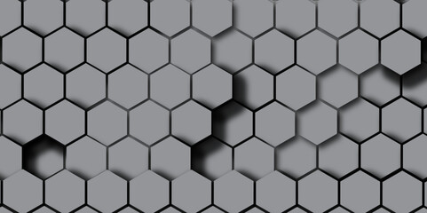 Seamless metallic hexagon grid pattern texture design