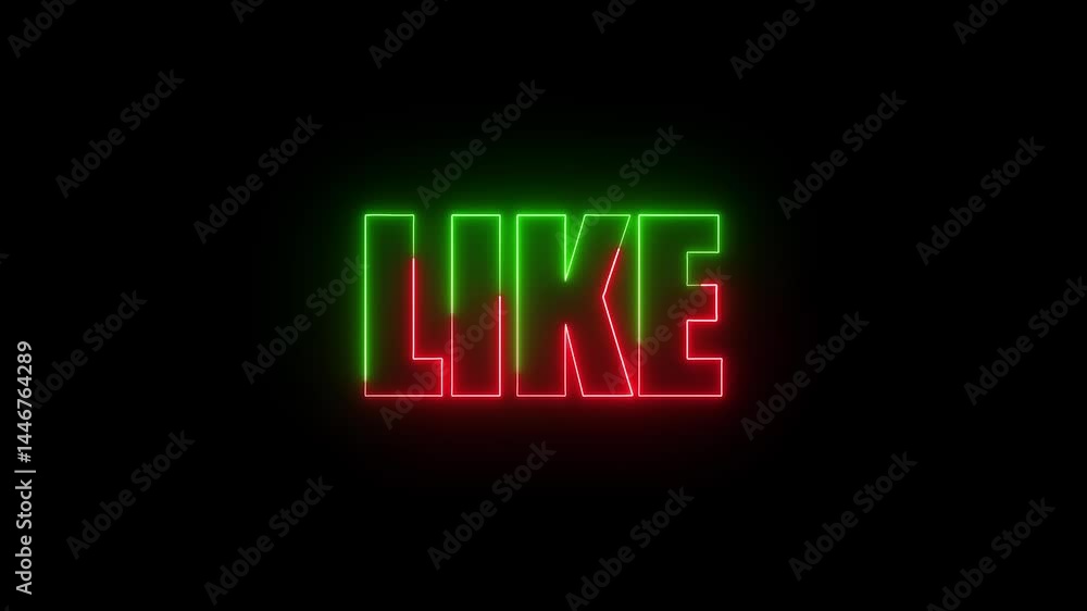 Poster animated neon like text effect with green and red outlines on black background