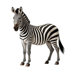 Fototapeta premium Zebra Standing Still, Black and White Stripes, Transparent Background