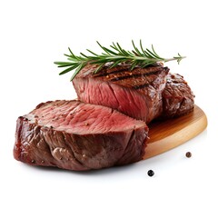 Beef steaks, realistic stock photography, white background