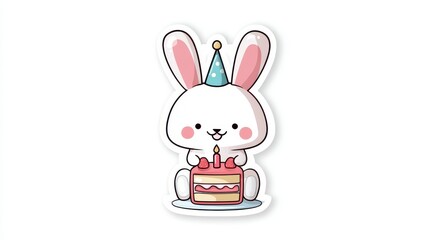 Cute Bunny with Birthday Cake