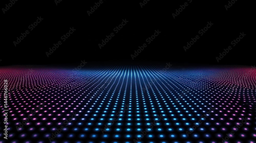 Poster a stunning image of abstract neon grid background, empty space for design, black color background. d