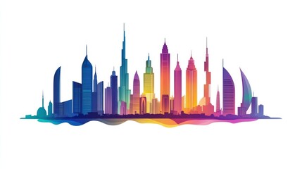 Obraz premium Colorful cityscape skyline illustration