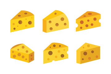 A set of Swiss cheese vector art illustration