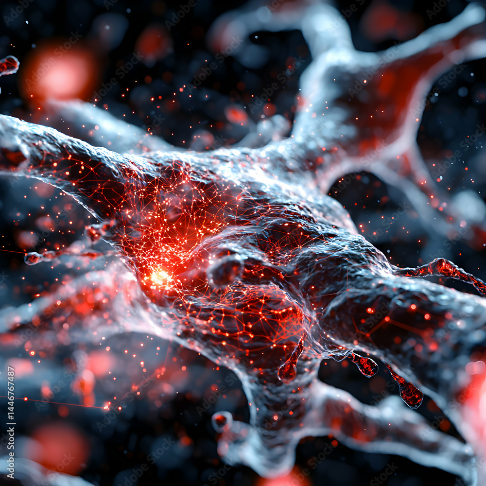 Poster an artistic representation of neuronal activity. illustrates the complex network of the nervous syst