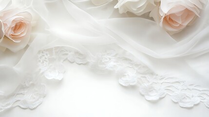 Fototapeta premium Delicate Lace and Roses on Sheer Fabric