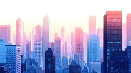 Obraz premium City skyline panorama, pastel colors