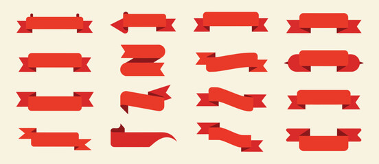 Collection of Red Ribbon Banners for Design Projects