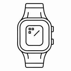 Continuous single line sketch drawing of digital and analog wrist watch vector on white background.