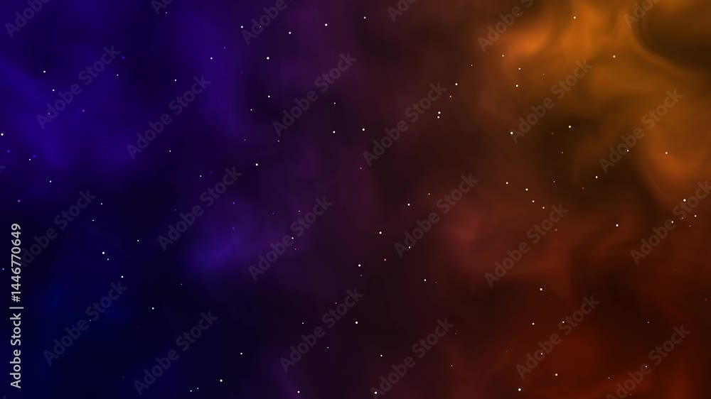 Poster deep space nebula background with twinkling stars and colorful clouds animation