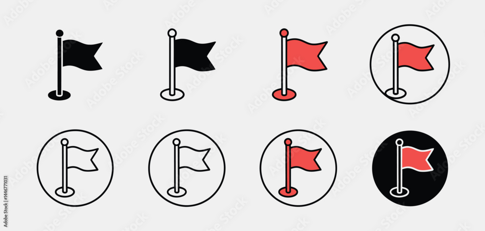 Poster set of flag icons location marker pin design elements