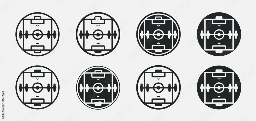 Poster set of soccer field icons in different styles