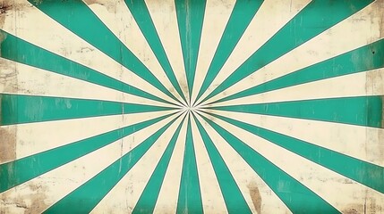 Circus sunburst in vintage vibes background and spiral retro rays with green and white sunburst, vintage poster sun burst radial lines with grunge texture, circus, carnival, summer fair backdrop