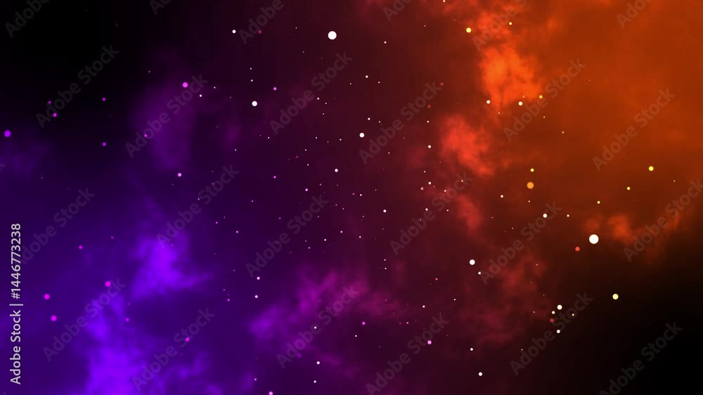 Aufkleber abstract nebula galaxy space cloud with particles moving background animation loop