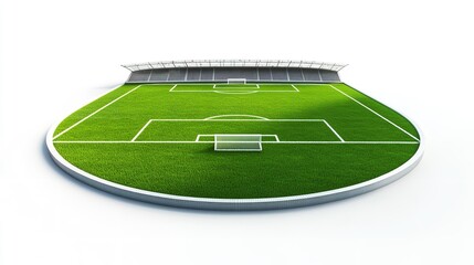 Soccer Field Stadium Green Grass 3D Render Isolated White Background fun game goal play team arena  