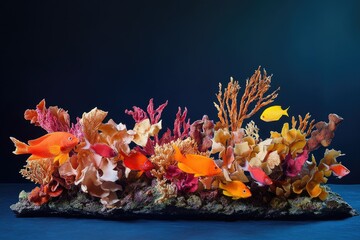 Vibrant coral reef teeming with diverse fish species, showcasing a captivating underwater scene.