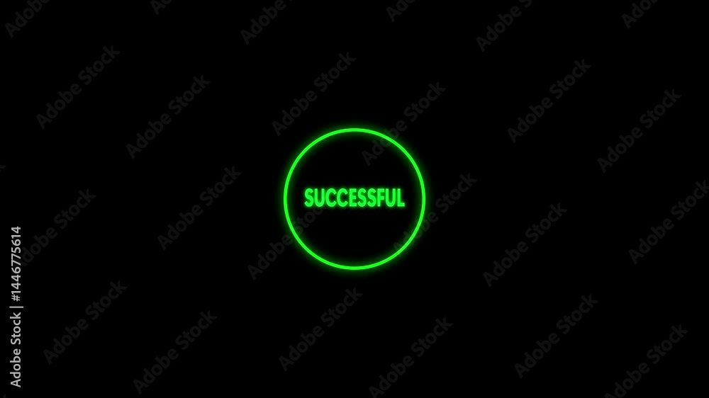 Poster success spins inside the loading circle with calm flow. loading circle completes in a perfect succes