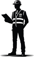 Construction worker inspector silhouette Vector Illustration isolated on a white background