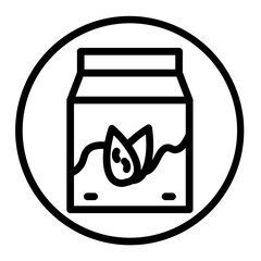 Almond Milk Carton Vector Line Icon Design